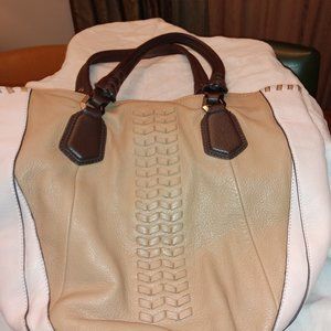 Dr Yany Large Soft Leather Beige/Rose Shoulder Handbag Purse